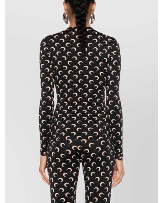 MARINE SERRE Black Crescent Moon Printed T-Shirt