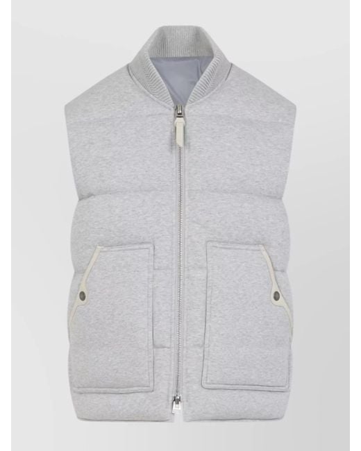 Tom Ford Gray Quilted Ribbed Collar Side Pockets Jacket for men