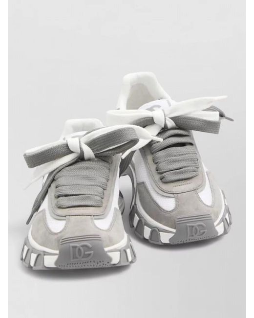 Dolce & Gabbana Gray Leather Low-Top Sneakers for men