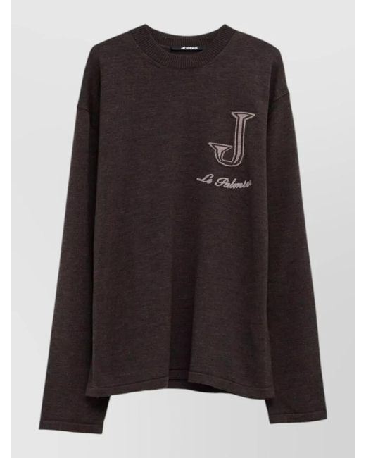 Jacquemus Black Merino Wool Crewneck T-Shirt for men