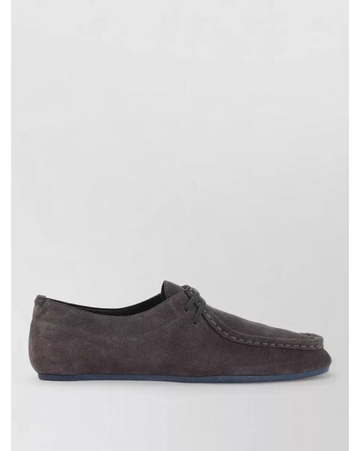 Jil Sander Gray Suede Lace Up Moccasin Style Loafers Rubber for men
