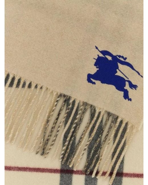 Burberry Natural Reversible Cashmere Scarf Fringe Detailing