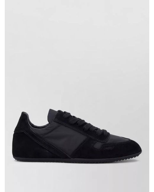 Rick Owens Black Leather Low-Top Sneakers