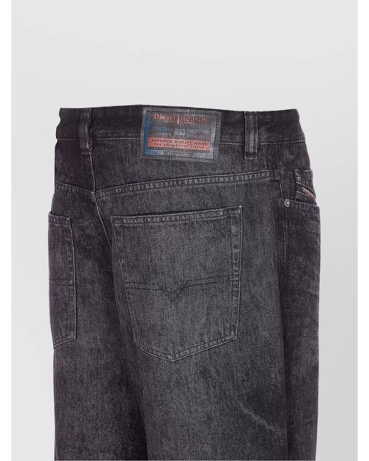 DIESEL Blue Denim Low-Rise Wide-Leg Jeans for men