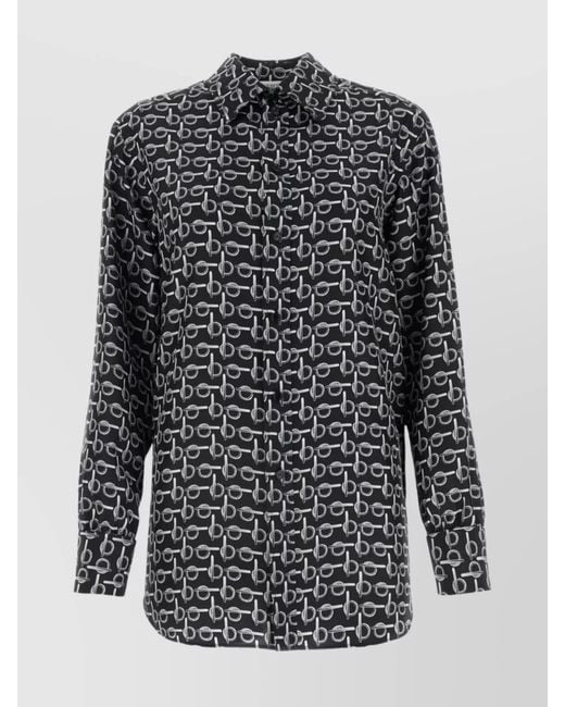 Burberry Black Silk Printed Shirt for men