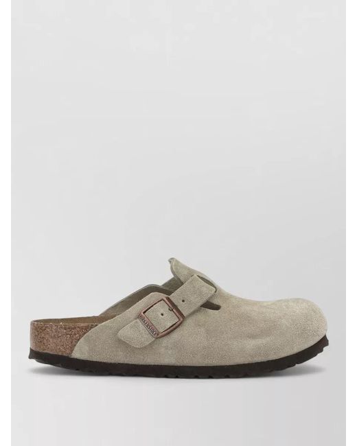Birkenstock Natural Suede Leather Boston Slippers