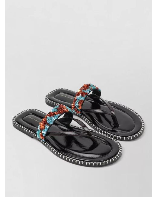 Dries Van Noten Gray Slides And Flip Flops Embellished Straps