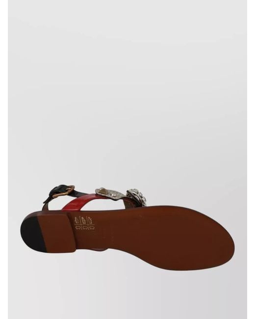 Dolce & Gabbana Brown Ayers Leather Sandals Crystal Slingback Flip Flops