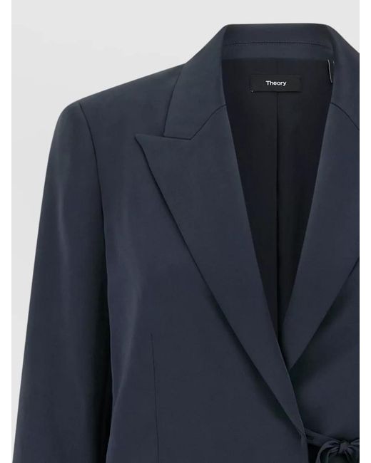 Theory Blue City Twill Blazer Longline Notch Lapel