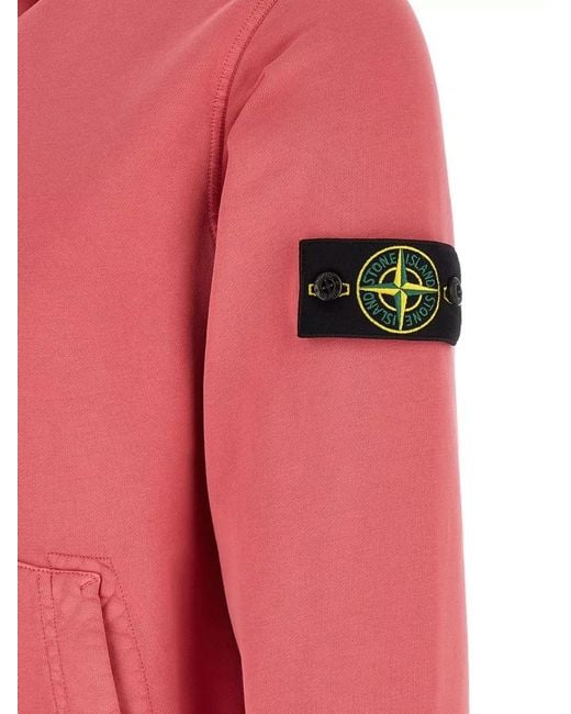 Stone Island Pink 6100062 Hooded Sweatshirt Drawstring Kangaroo Pocket for men