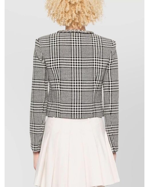 Self-Portrait Gray Checked Wool Blend Jacket
