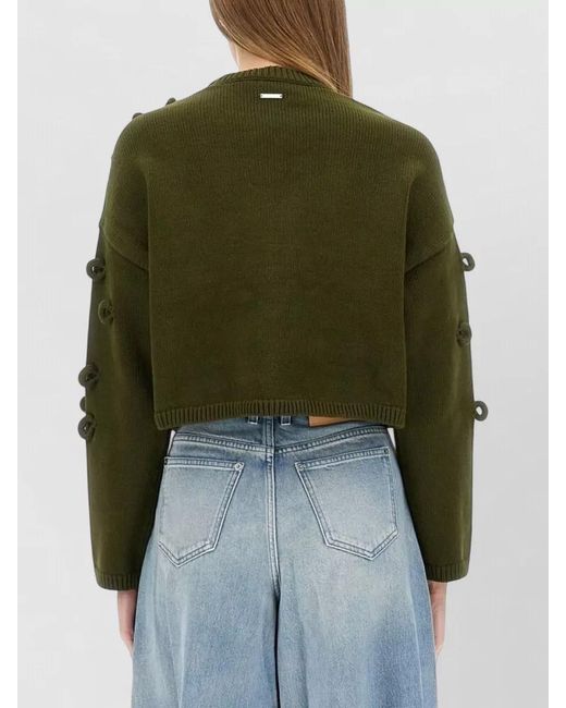 J.W. Anderson Green Cropped Jersey Knit Crew Neck Sweater
