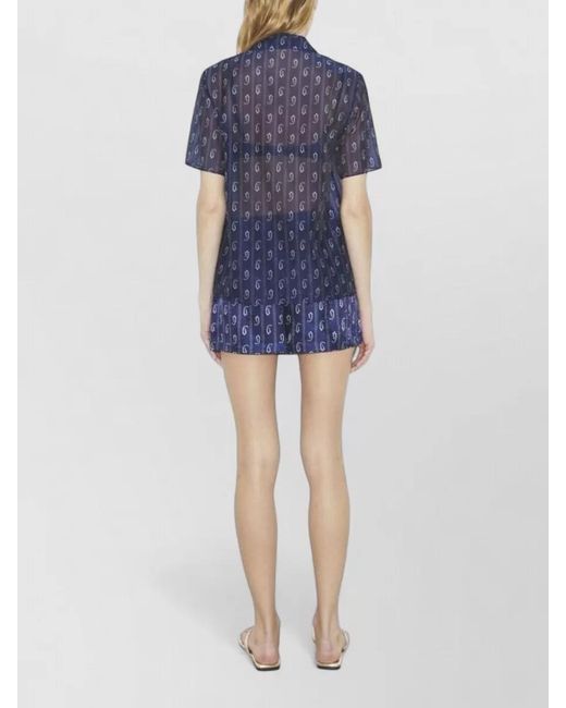 Tory Burch Blue Silk Blend Shorts Paisley Lightweight Relaxed