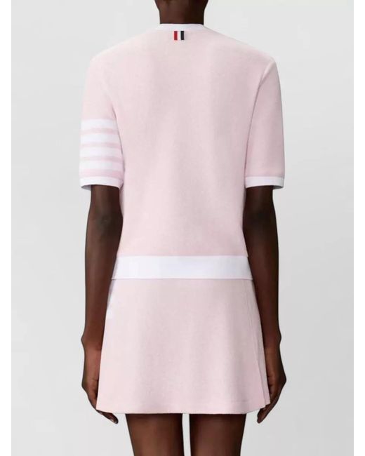 Thom Browne Pink Textured Piqué Short-Sleeve Sweatshirt