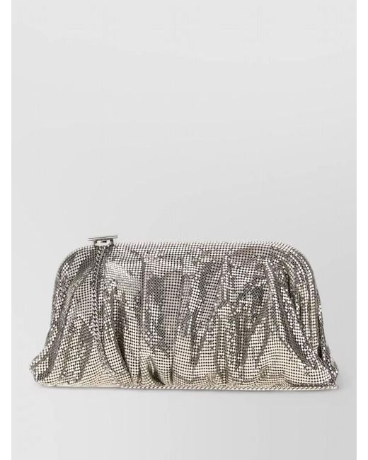 Benedetta Bruzziches Gray Metal Knit Large Venus Clutch Bag