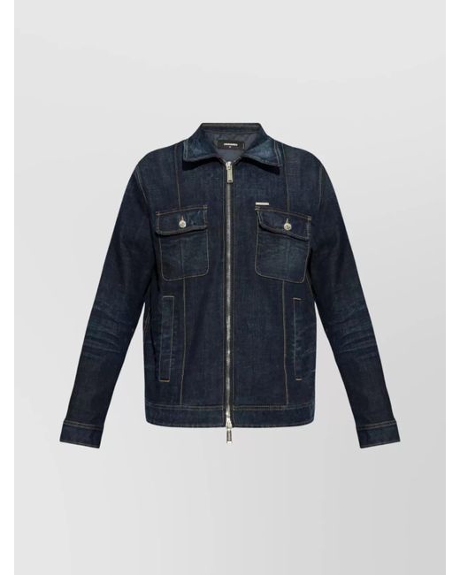 DSquared² Blue Denim Logo Patch Lightweight Jacket for men