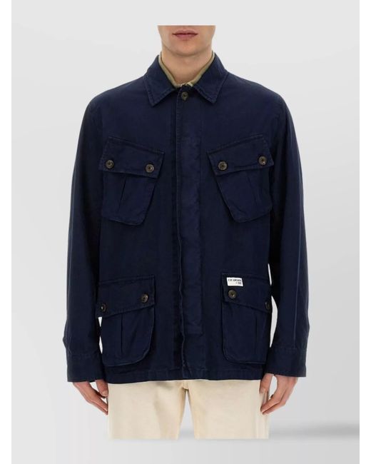 Fay Blue Cotton Shirt Jacket for men