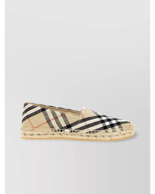 Burberry Metallic Canvas Check Pattern Espadrilles With Round Toe