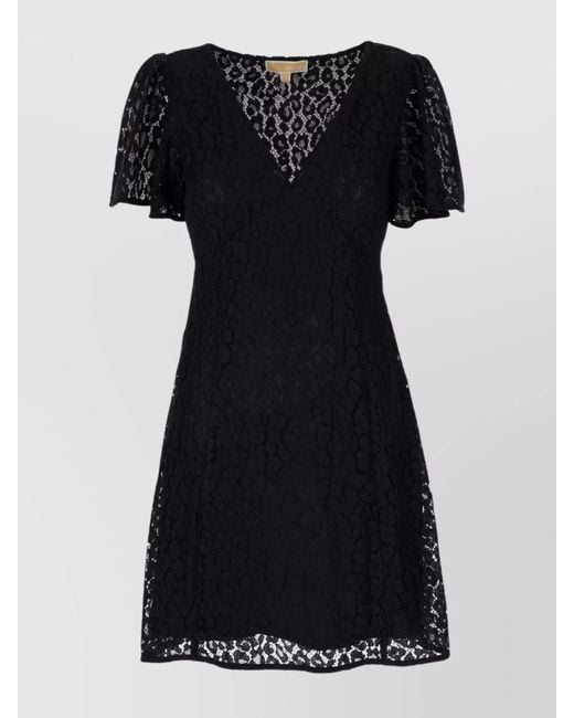 Michael Kors Black Lace Flared Hem Mini Dress