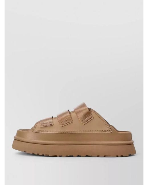 Ugg Brown Slide Mule Flat Triple Strap