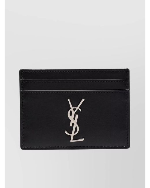 Saint Laurent Black Leather Card Holder for men