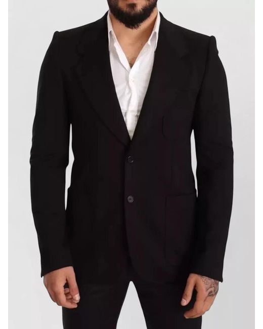 Dolce & Gabbana Black Slim-Fit Wool Blazer for men