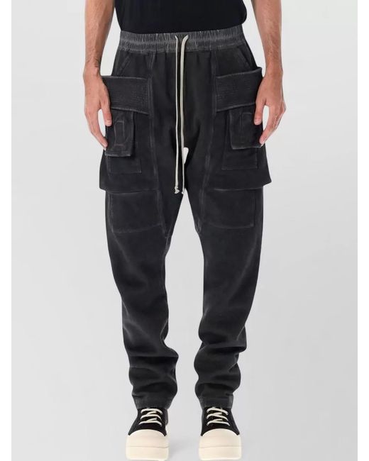 Rick Owens Black Cargo Drawstring Pants Casual Fit for men