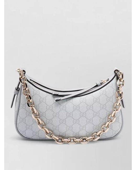 Gucci Gray Gg Enblem Small Fabric Shoulder Bag