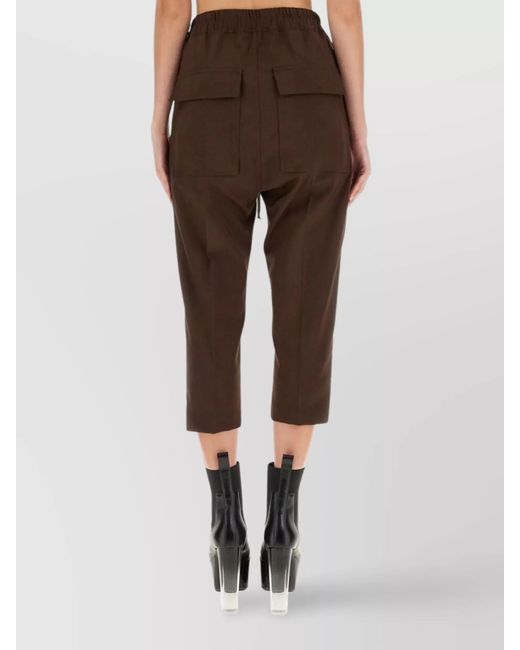 Rick Owens Brown Wool Regular-Fit Cropped Straight Trousers