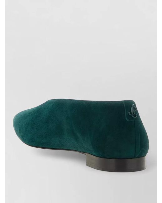 Jimmy Choo Green Suede V-Neck Ballerina Flats