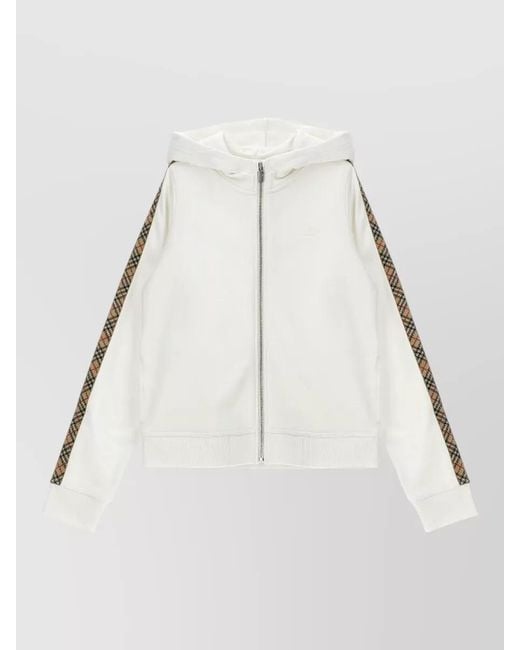 Burberry Natural Elin Terrycloth Cotton Hoodie Check Tape