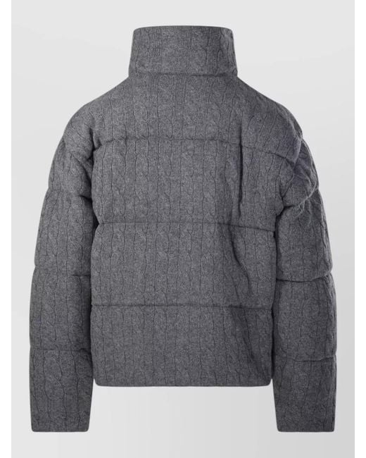 Ralph Lauren Gray Quilted High Collar Casual Coat