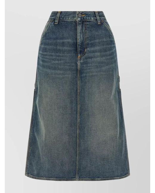 Carhartt Blue Cotton Knee-Length A-Line Skirt