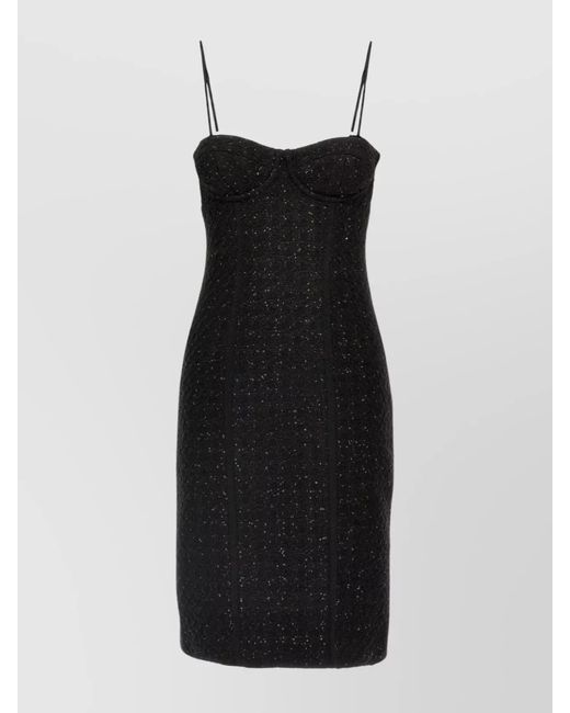 ROTATE BIRGER CHRISTENSEN Black Sequin Midi Dress Textured Fabric