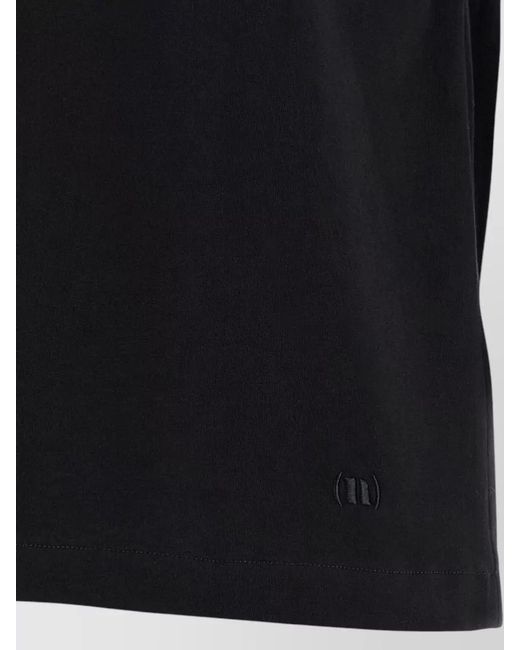 Nude Black Crew Neck T-Shirt Ruched Sleeve Design