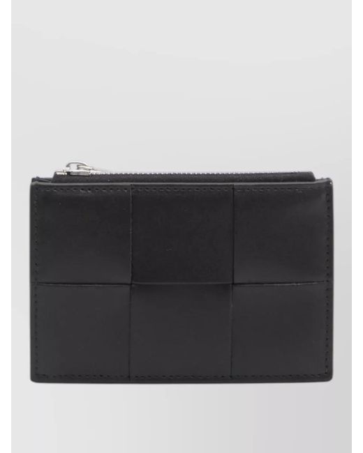 Bottega Veneta Black Cassette Zip Leather Card Holder for men