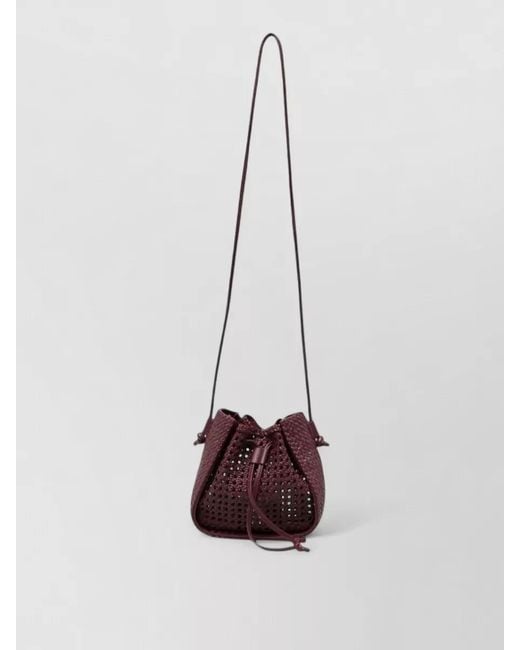 Forte_forte White Pepita Leather Bucket Bag Long Strap