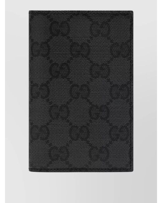 Gucci Black Textured Finish Compact Leather Cardholder Wallet for men