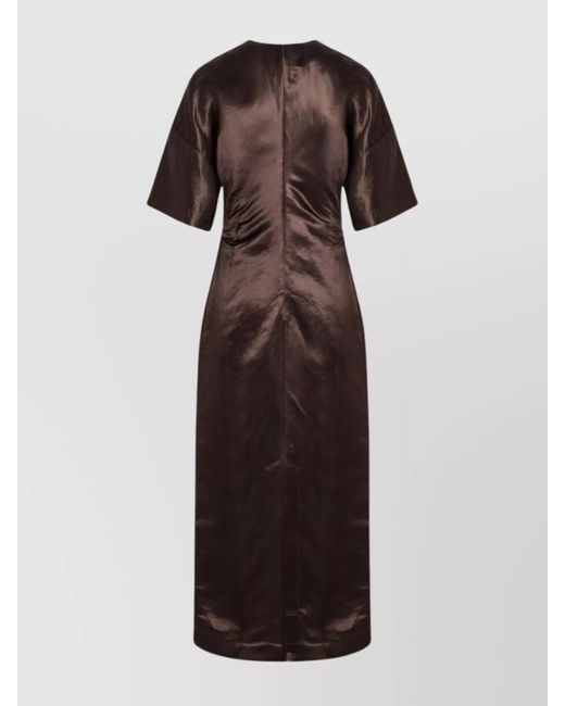 Loulou de Saison Brown Linen Silk Midi Dress