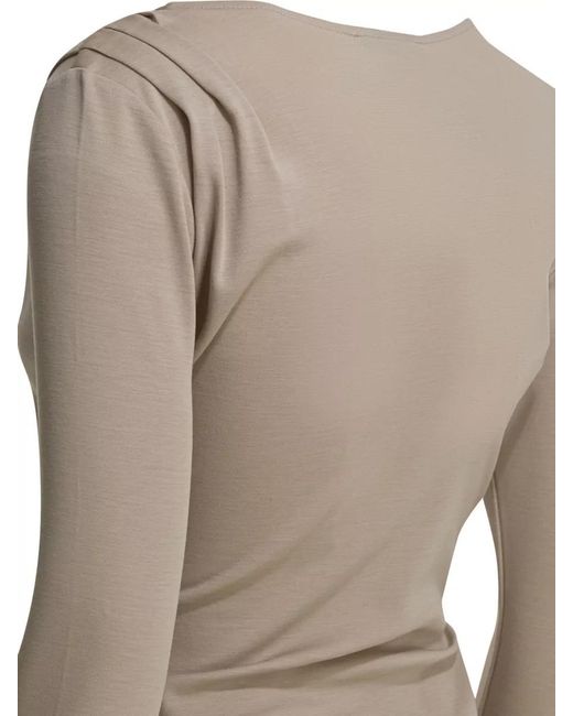 Max Mara Natural Virgin Wool Sweater Draped V Neck Design