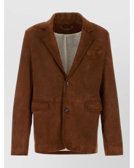 Golden Goose Deluxe Brand Brown Suede Robyn Blazer Single Breasted Notch Lapel for men