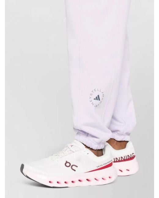 Adidas By Stella McCartney White Cotton Sweatpants Trousers Elastic Cuffs Pockets