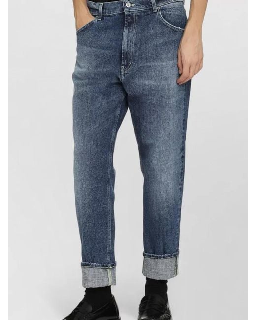 Dondup Blue Paco Slim Fit Cuffed Hem Jeans for men