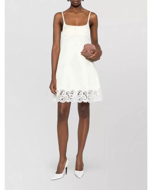 Stella McCartney White Lace Mini Dress Square Neckline Straps