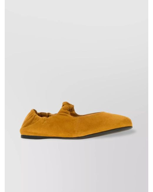 Miu Miu Metallic Suede Ballerinas With Flat Sole And Ruched Detailing