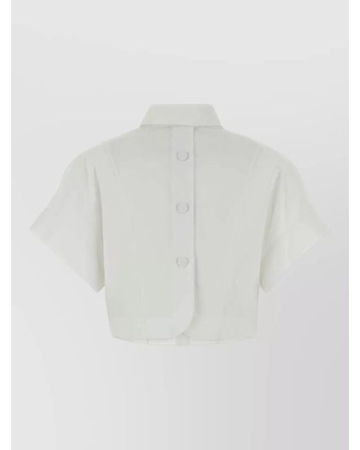 Fendi White Poplin Shirt Short Sleeves Cropped Length Chest Pocket for men
