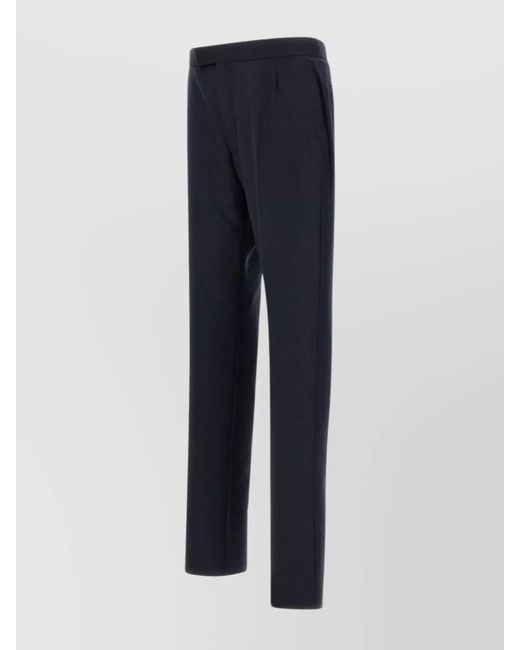 Thom Browne Blue Wool Pants With Backstrap And Iconic Stripes for men