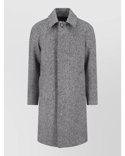 Lardini Gray Mid Length Coat Notched Collar Tailored Fit for men