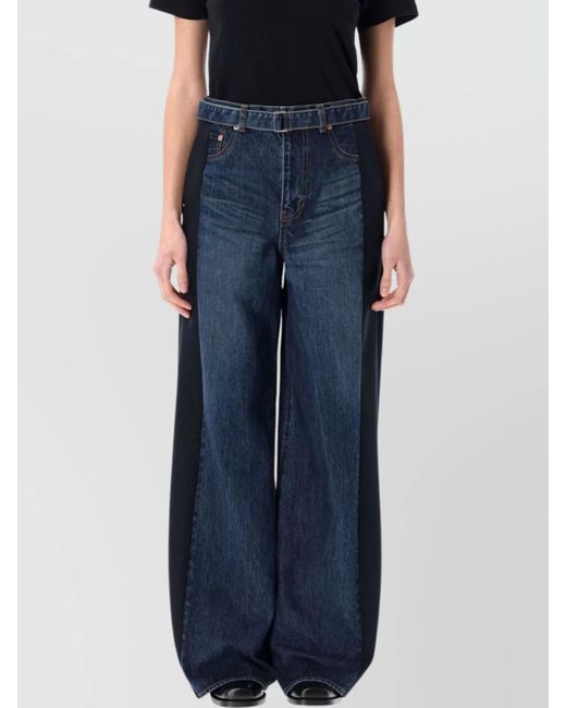 Sacai Blue Wide Denim Pant Contrast Panels
