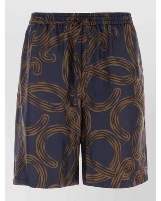 Loewe Blue Silk Printed Bermuda Shorts for men